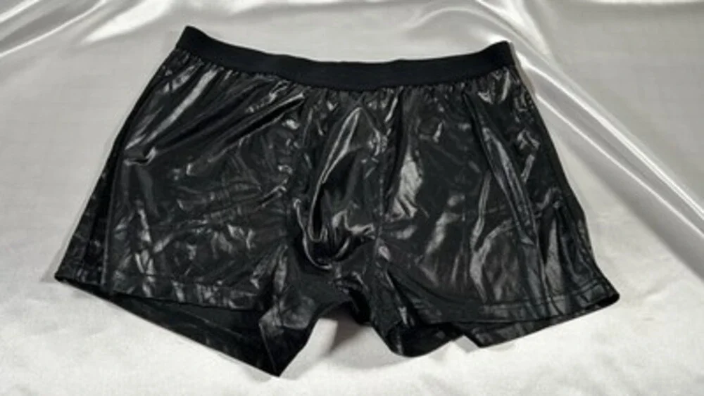 Vintage 90’s SEXY SHINY METALLIC MURANO BLACK SLICK BOXER BREIFS SIZE L